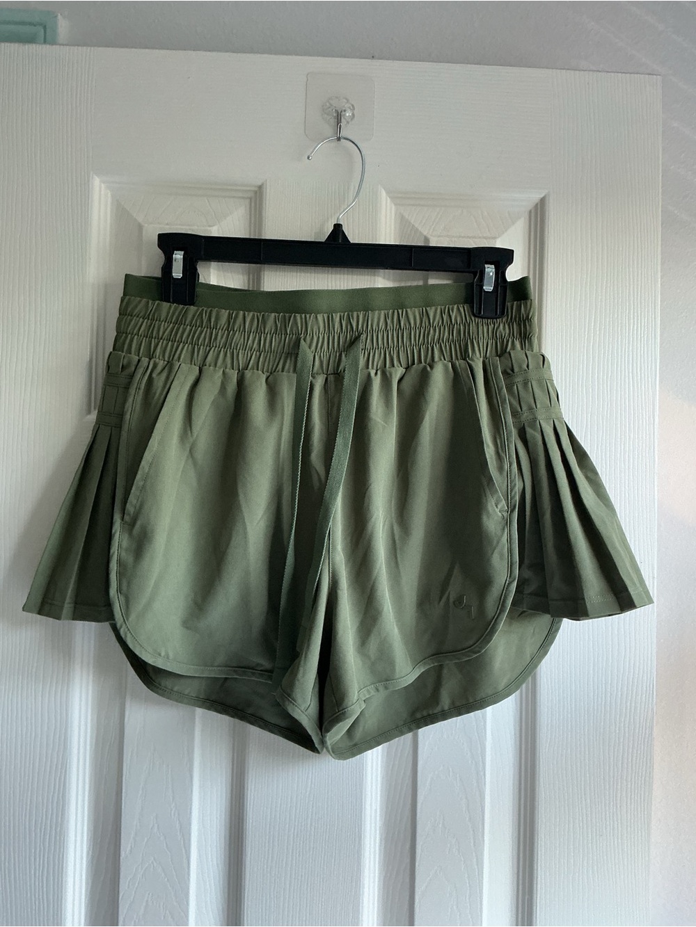 JoyLab Olive Green Athletic Shorts with Pleated Side Panels